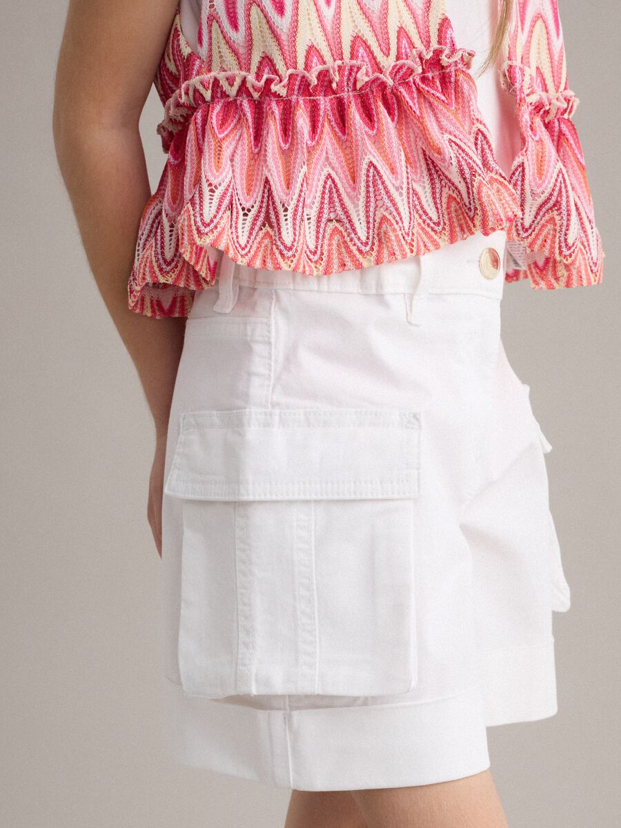 Cal&ccedil;&otilde;es cargo brancos em algod&atilde;o el&aacute;stico_2