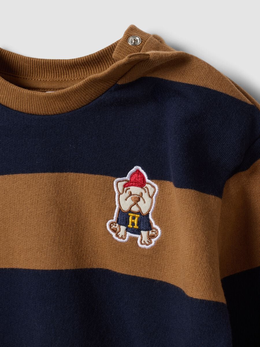 Blue organic cotton crew-neck set with embroidery for baby boy_2