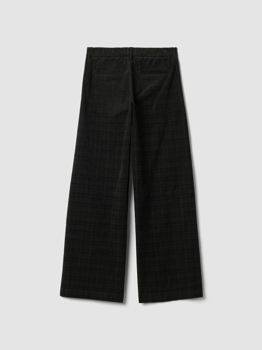 Pantaloni neri wide leg in cotone elasticizzato_2