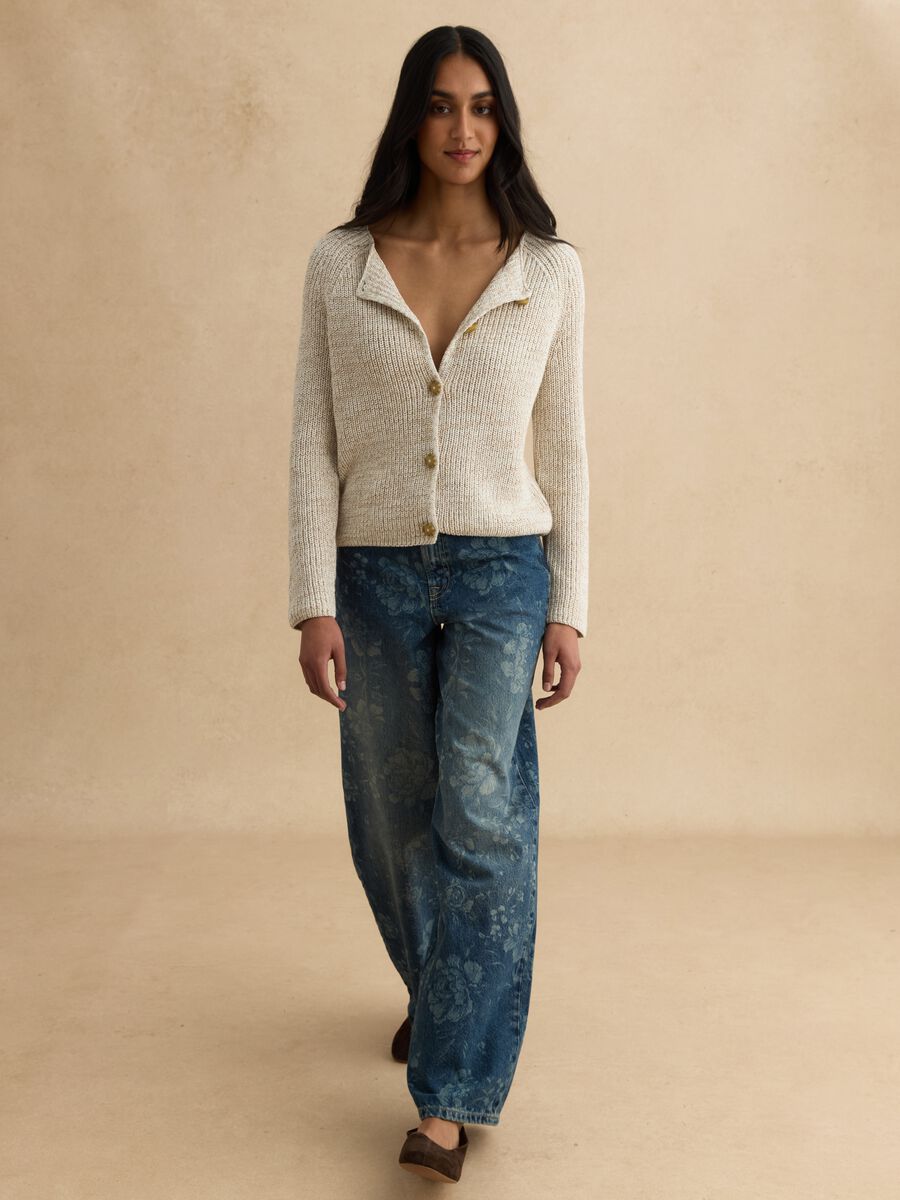 Cardigan beige in puro cotone_1