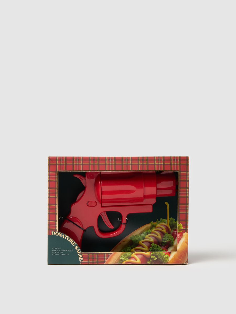 Red plastic dispenser with functional design_0