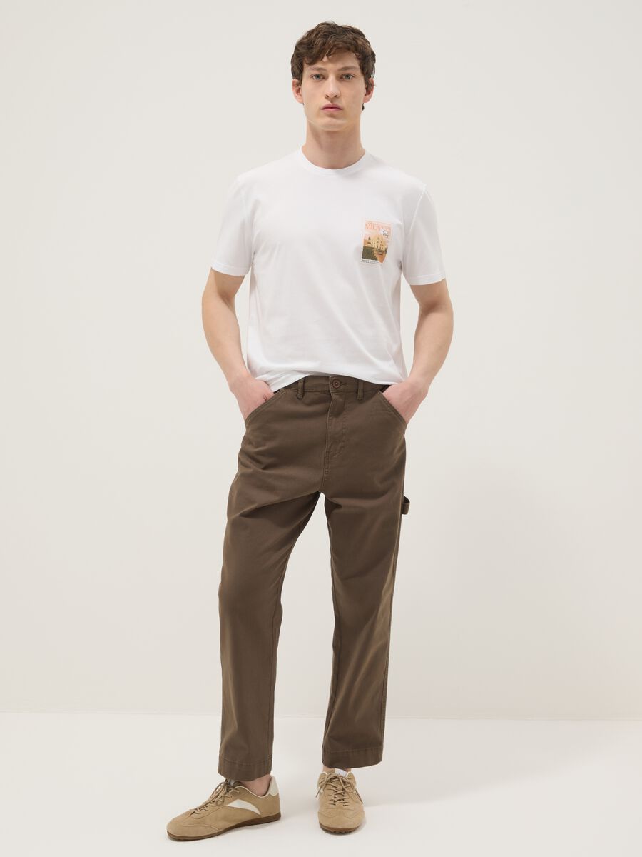 Wei&szlig;es T-Shirt aus reiner Baumwolle mit Print, Regular Fit_1