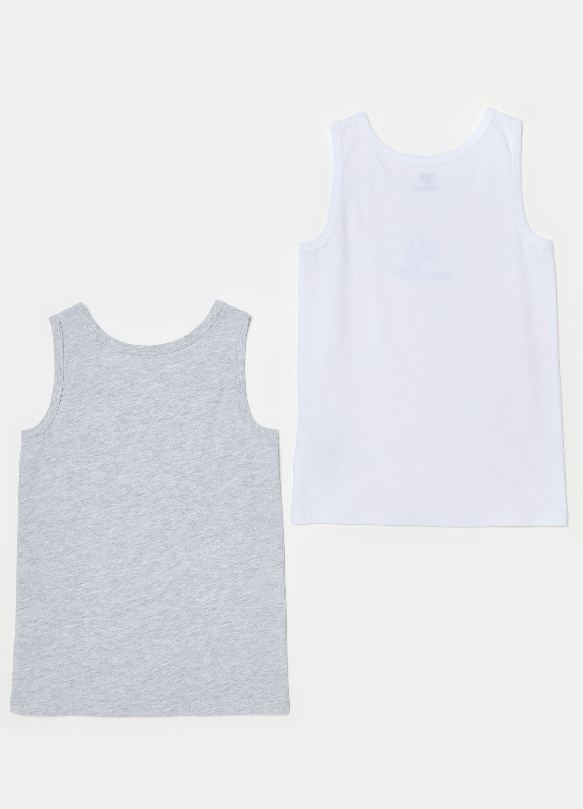Two-pack racerback vests with round neck and print