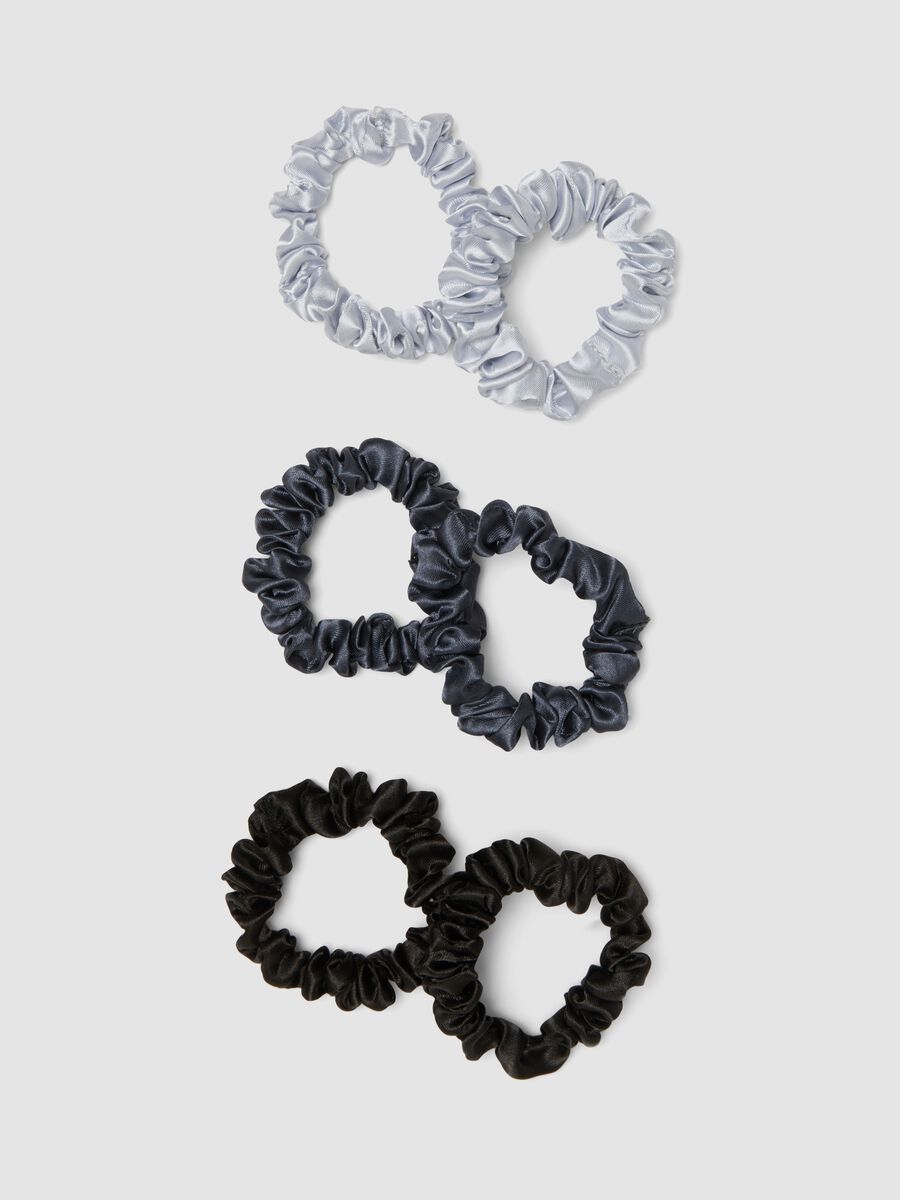 SINCERELY HAIR Petits chouchous en satin (6 pi&egrave;ces) Noir & Gris_1