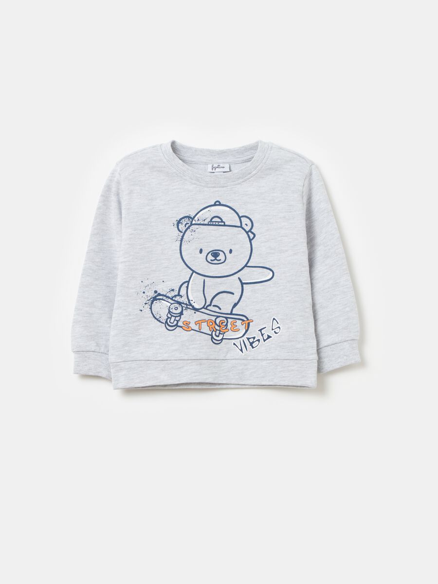 French terry sweatshirt with teddy bear print_0