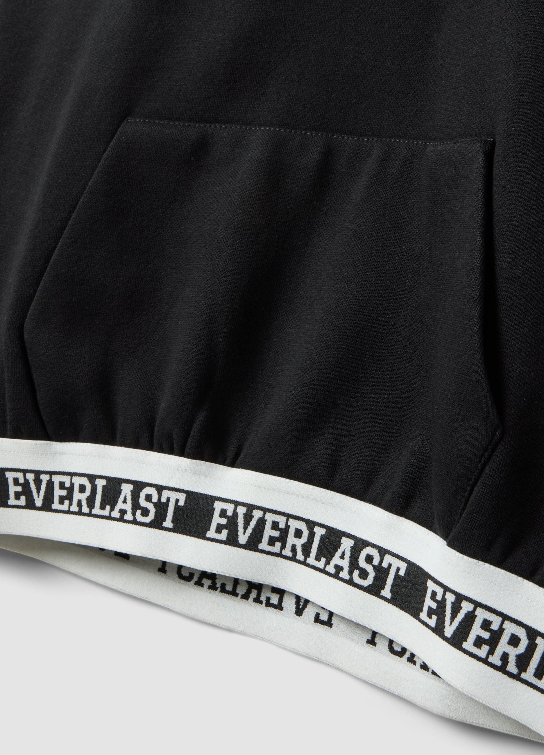 Black cotton-blend hooded sweatshirt
