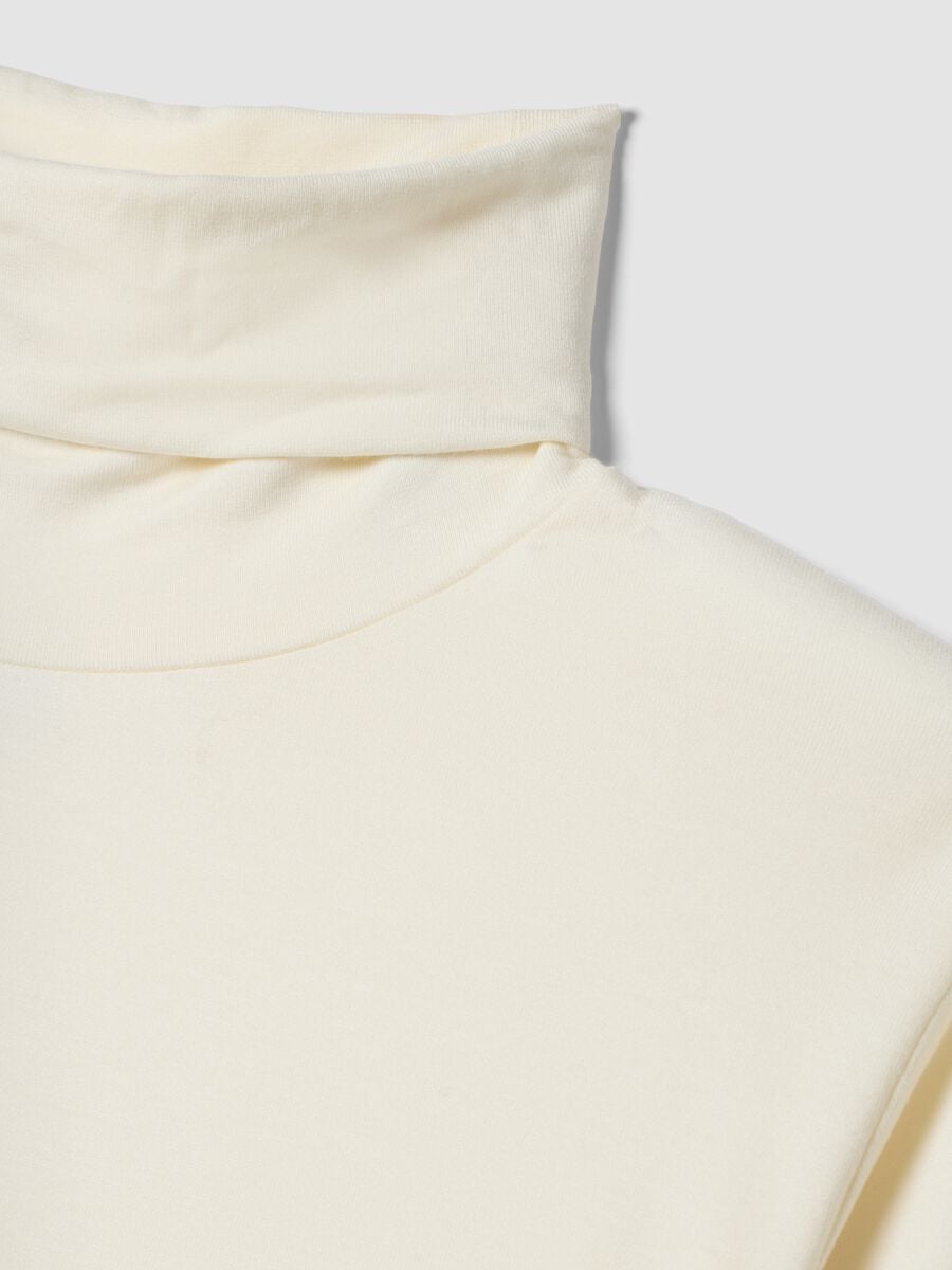 White stretch viscose top with mock neck, regular fit_5