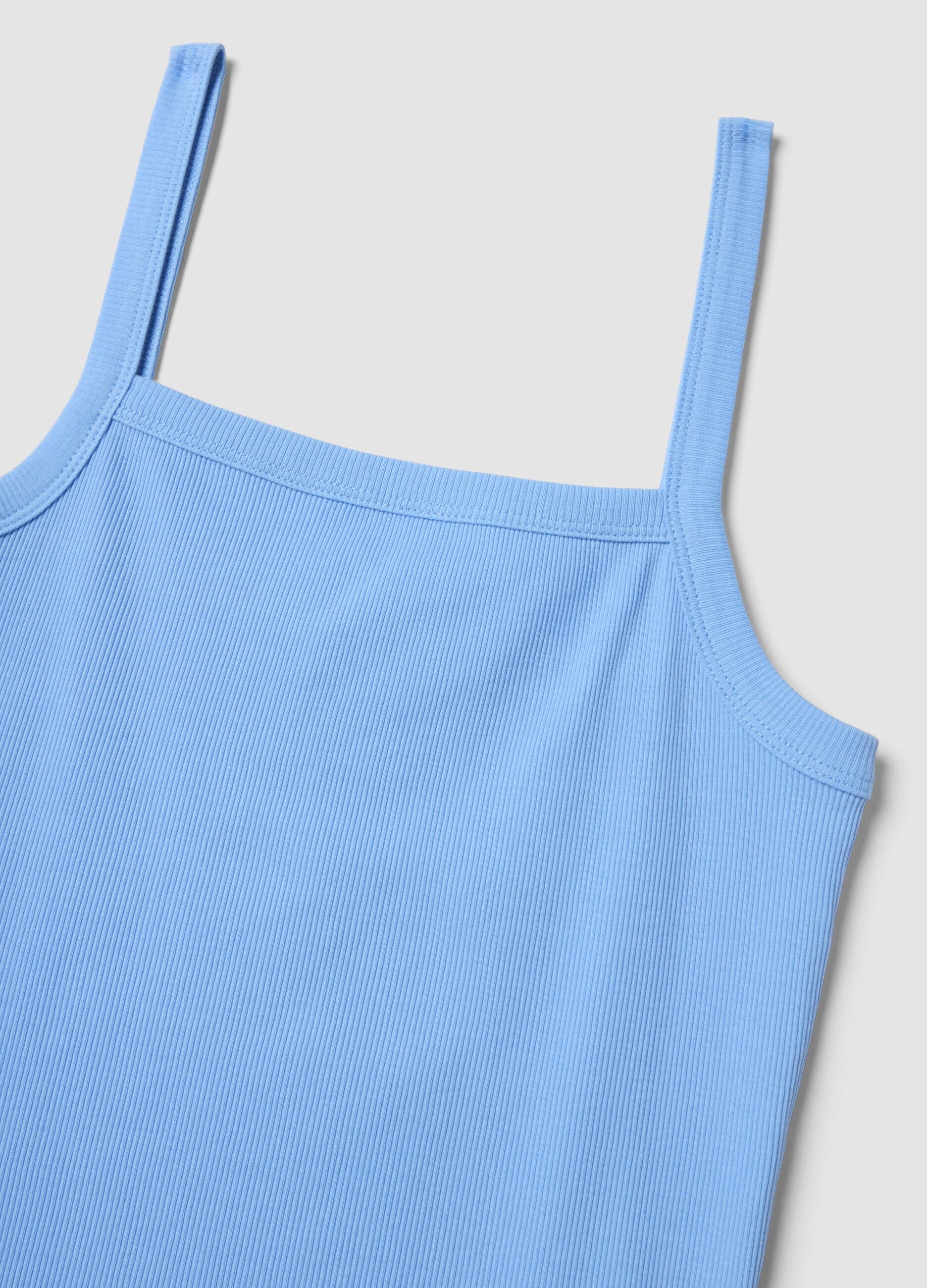 Light blue pure cotton ribbed vest top