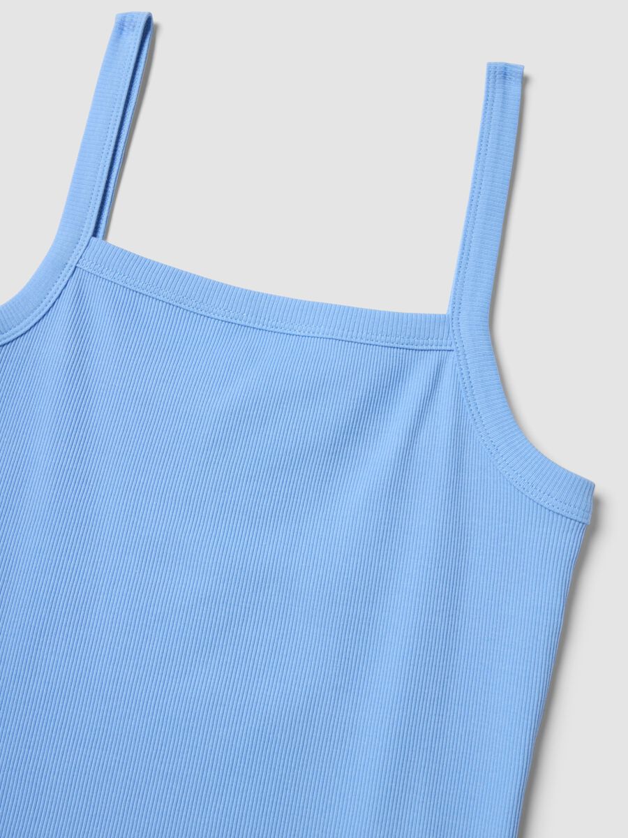 Light blue pure cotton ribbed vest top_1
