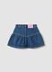 Gonna denim blu in puro cotone con ricami floreali per bambina_1