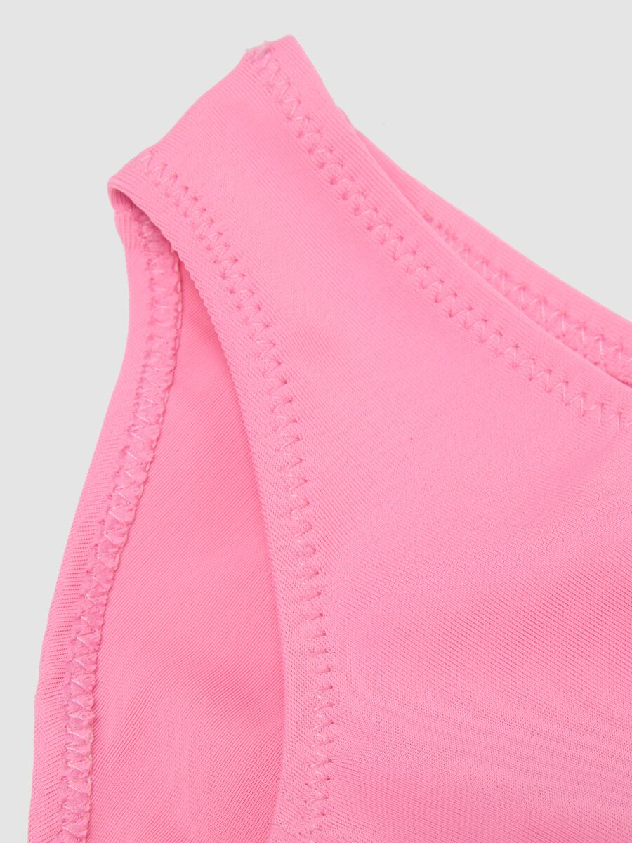 Pink triangle bikini in stretch fabric with frills_3