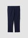 Blaue Chinohose aus elastischem Baumwolltwill, Regular Tapered Fit_0