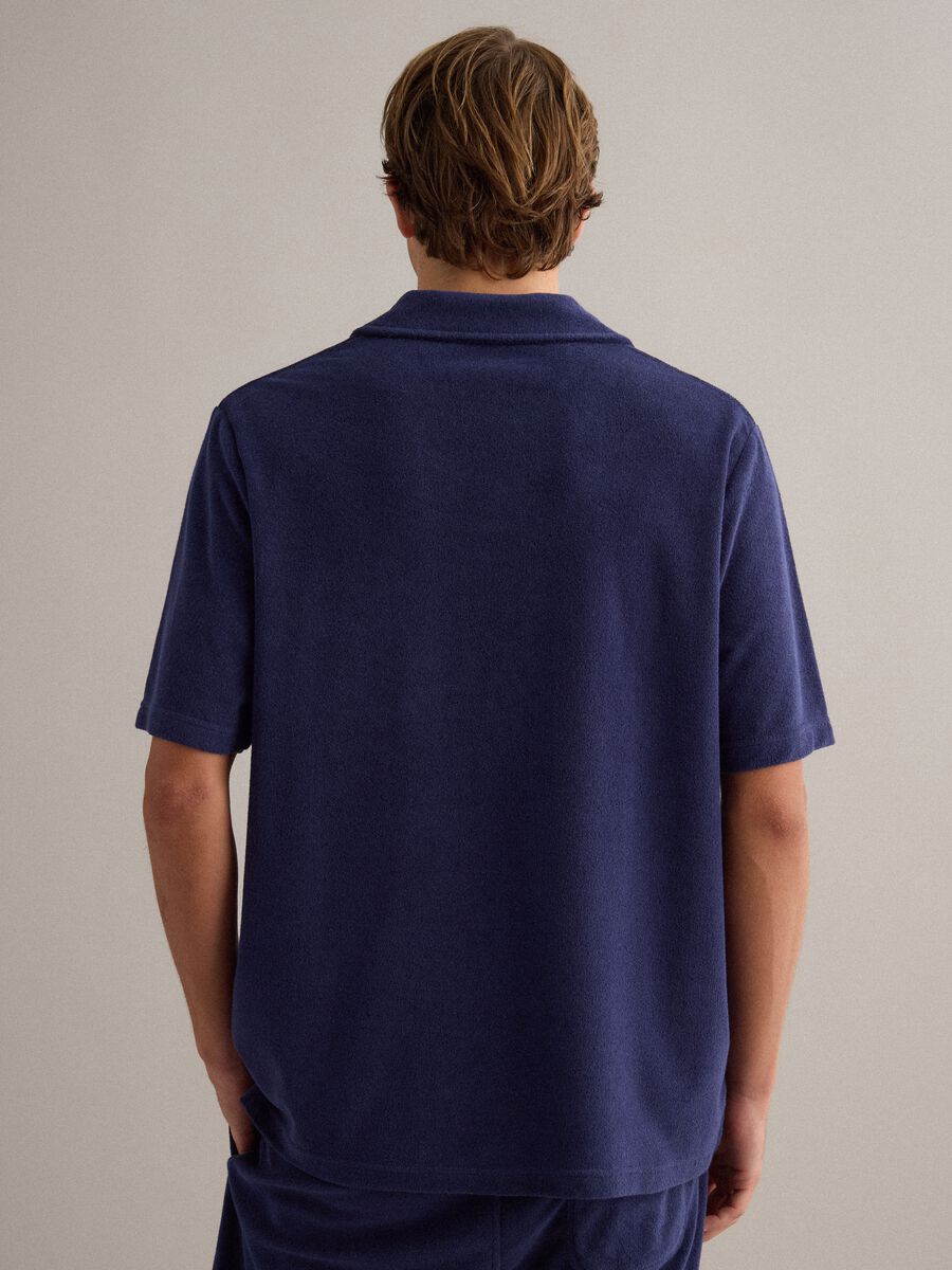 Blue cotton-blend short-sleeve polo shirt, regular fit_3