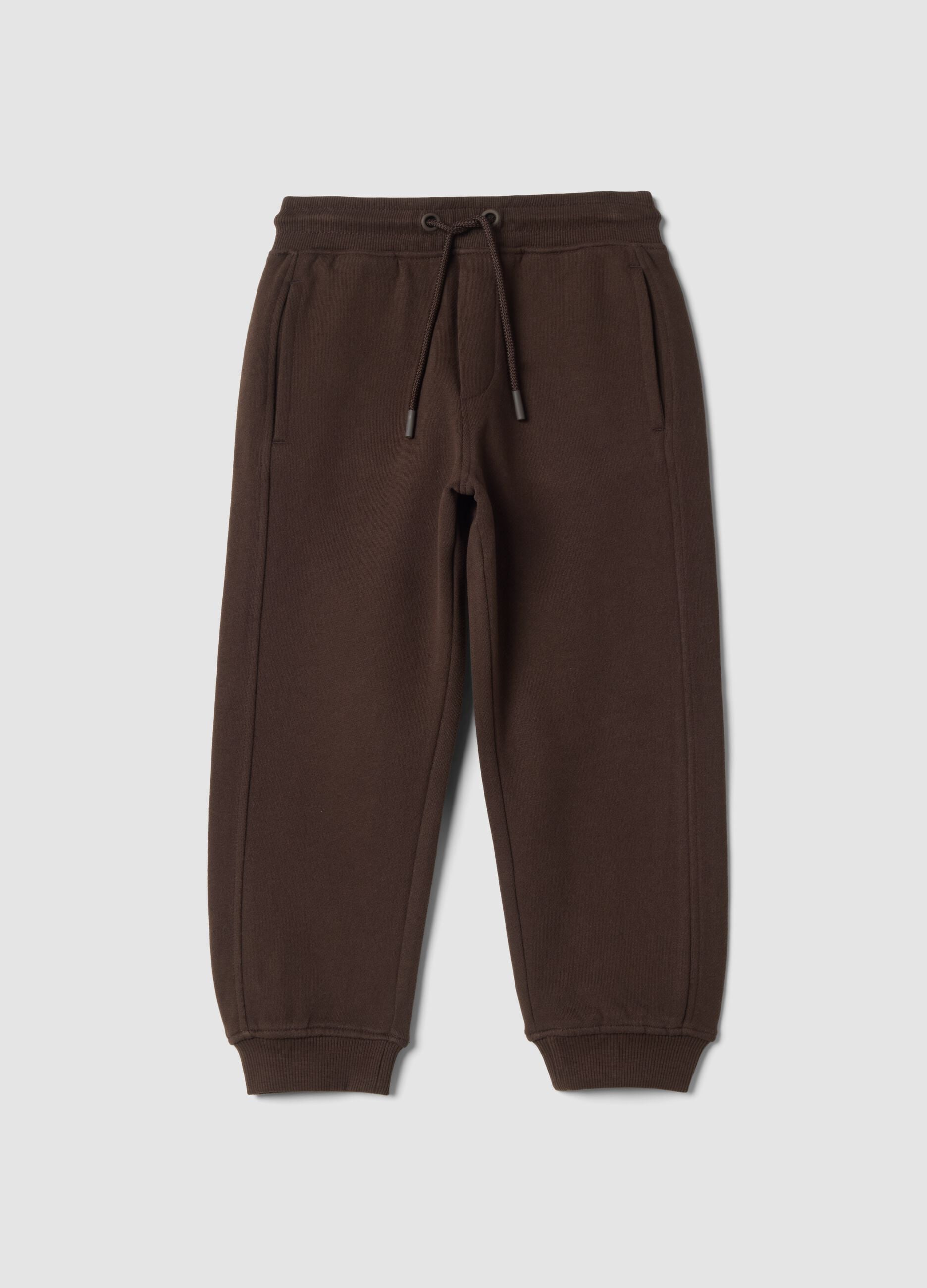 Pantaloni jogger marroni in puro cotone organico relaxed fit
