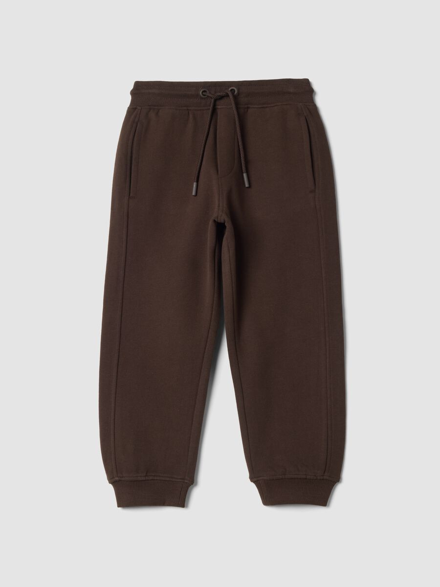 Pantaloni jogger marroni in puro cotone organico relaxed fit_0
