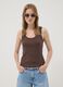 Brown pure cotton regular-fit vest top_1