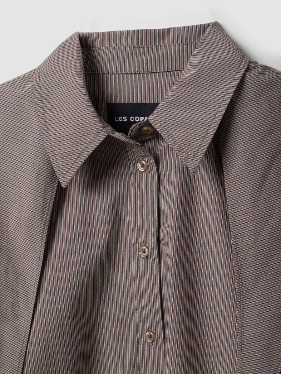 Multicolour stretch cotton shirt with scarf collar_5