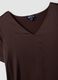 Brown satin V-neck stretch blouse, regular fit_5