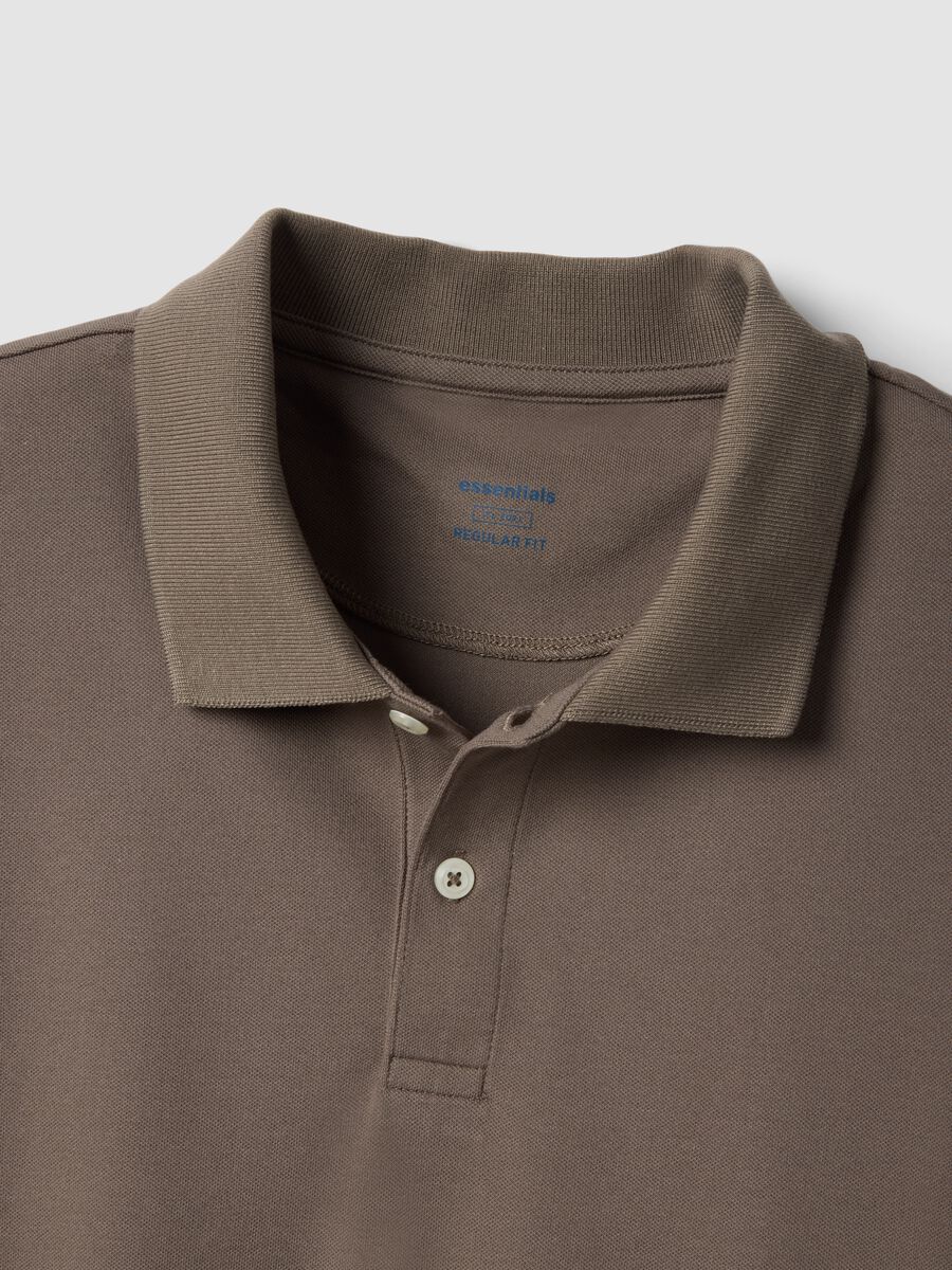 Brown stretch cotton blend polo shirt regular fit_5