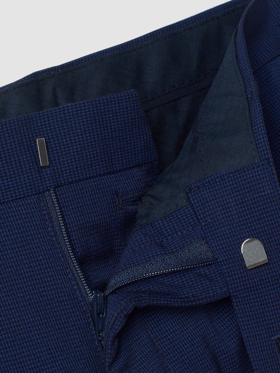 Blue slim-fit formal trousers in stretch viscose_1