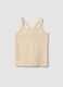 Tank top fitted beige in cotone elasticizzato a coste da ragazza_0