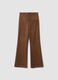 Pantaloni marroni flare in tessuto elasticizzato_4