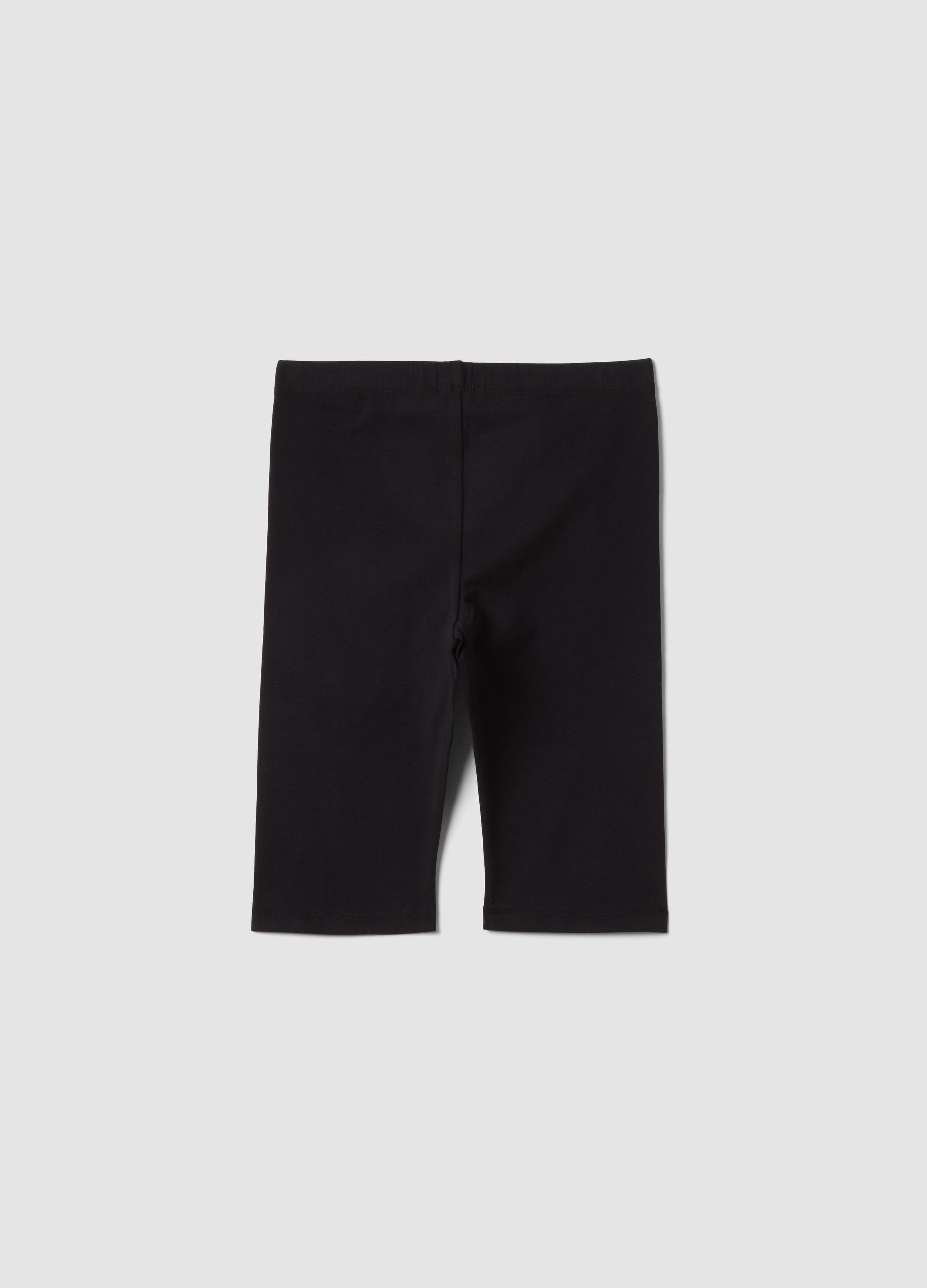 Cal&ccedil;&otilde;es ciclista skinny pretos em algod&atilde;o el&aacute;stico para rapariga