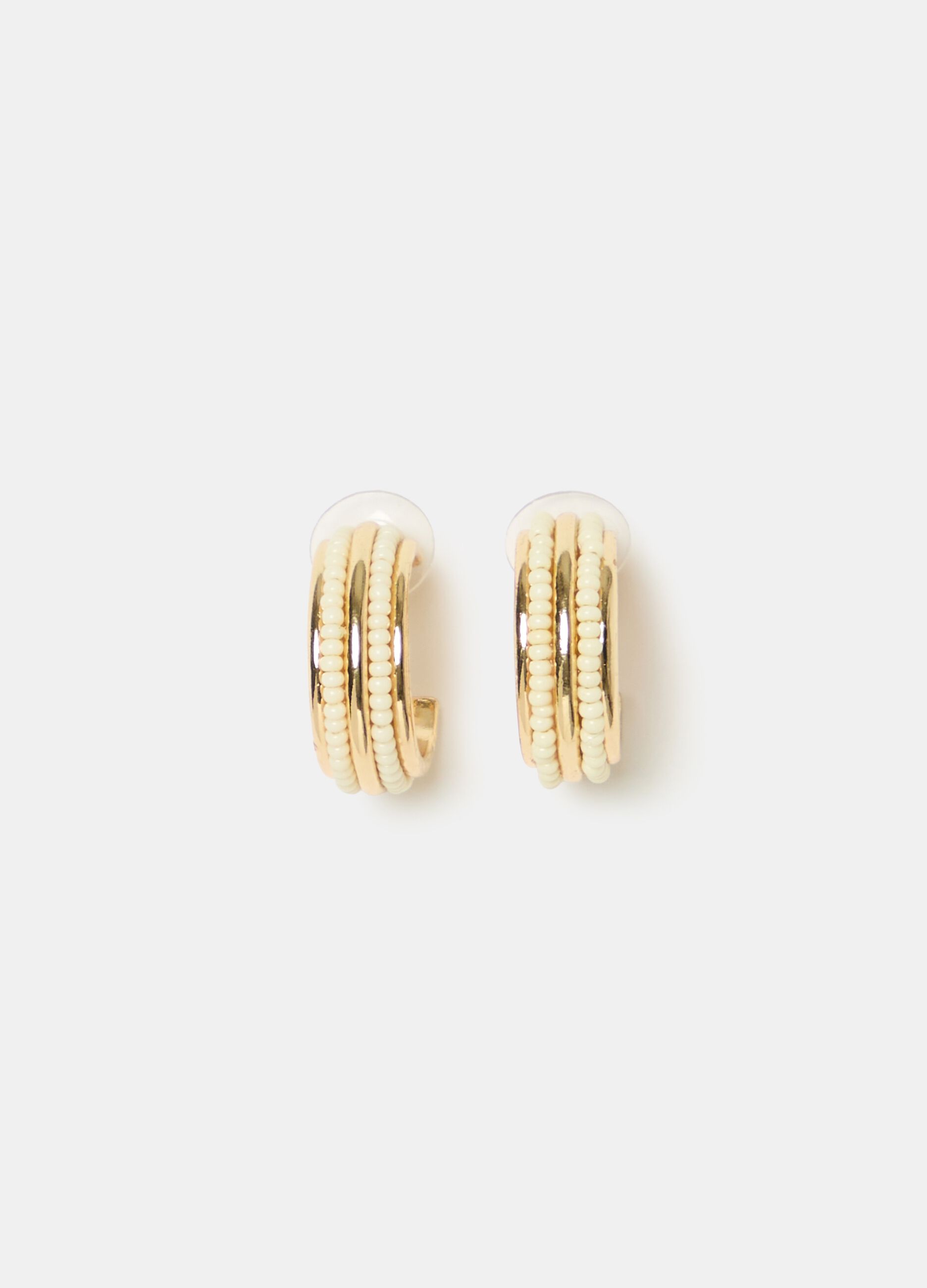Semi-circle earrings with beads