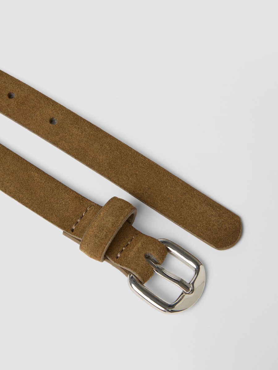 Slim brown genuine leather belt_2