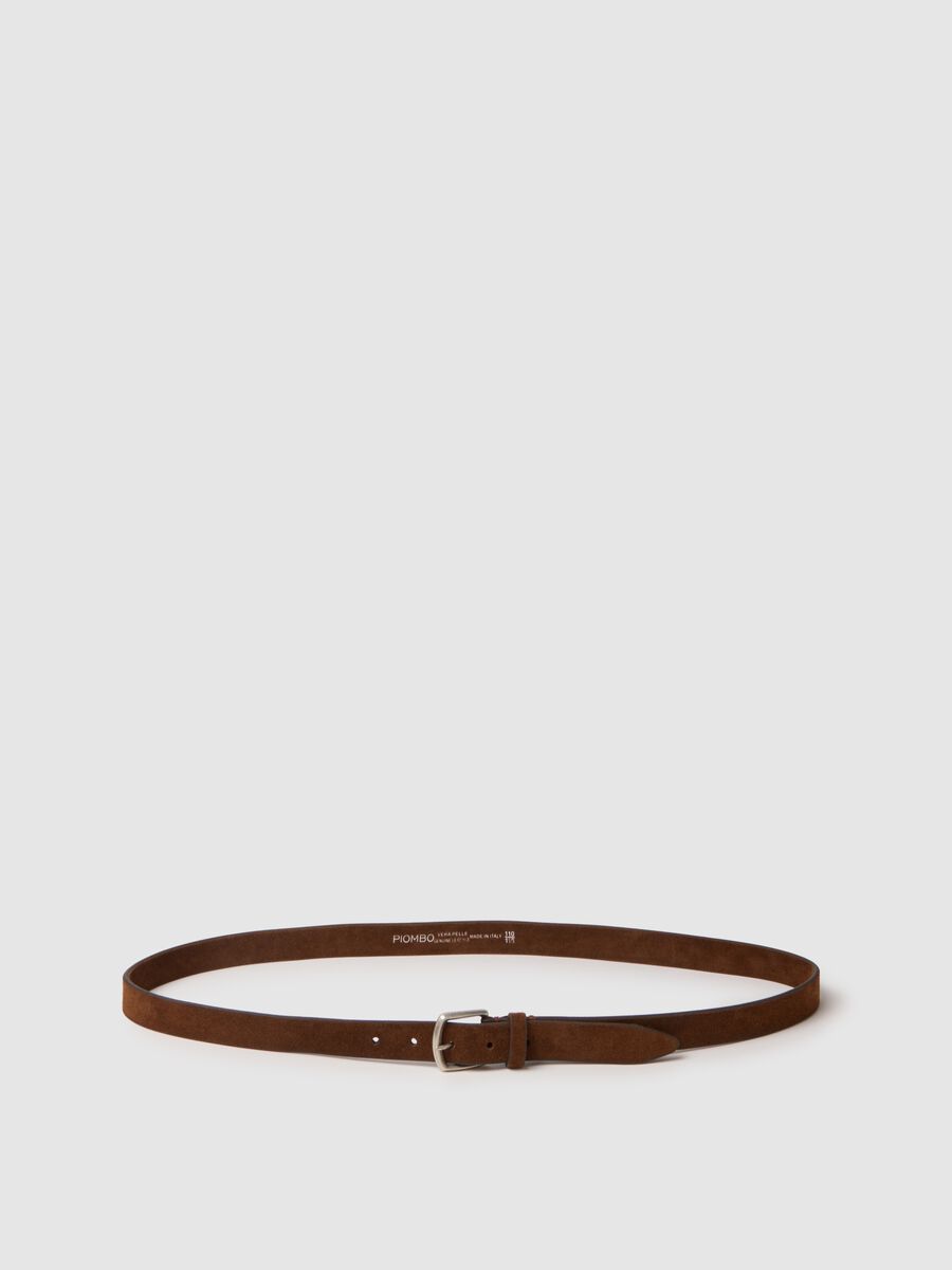 Brown Genuine Leather Belt with Metal Buckle_0