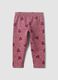 Purple organic cotton-blend leggings with animal print for baby girls_0