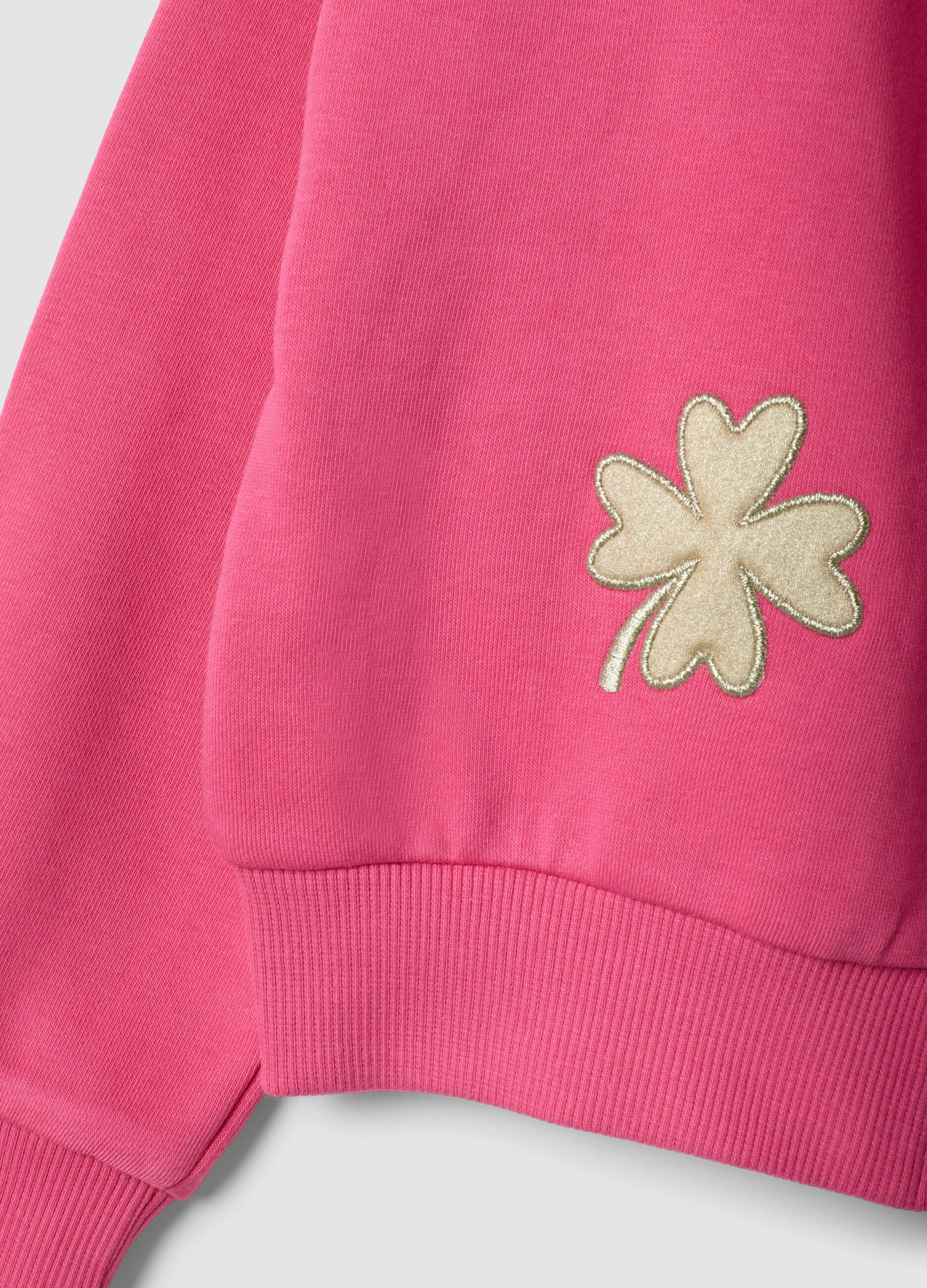 Felpa rosa in misto cotone con cappuccio e girocollo