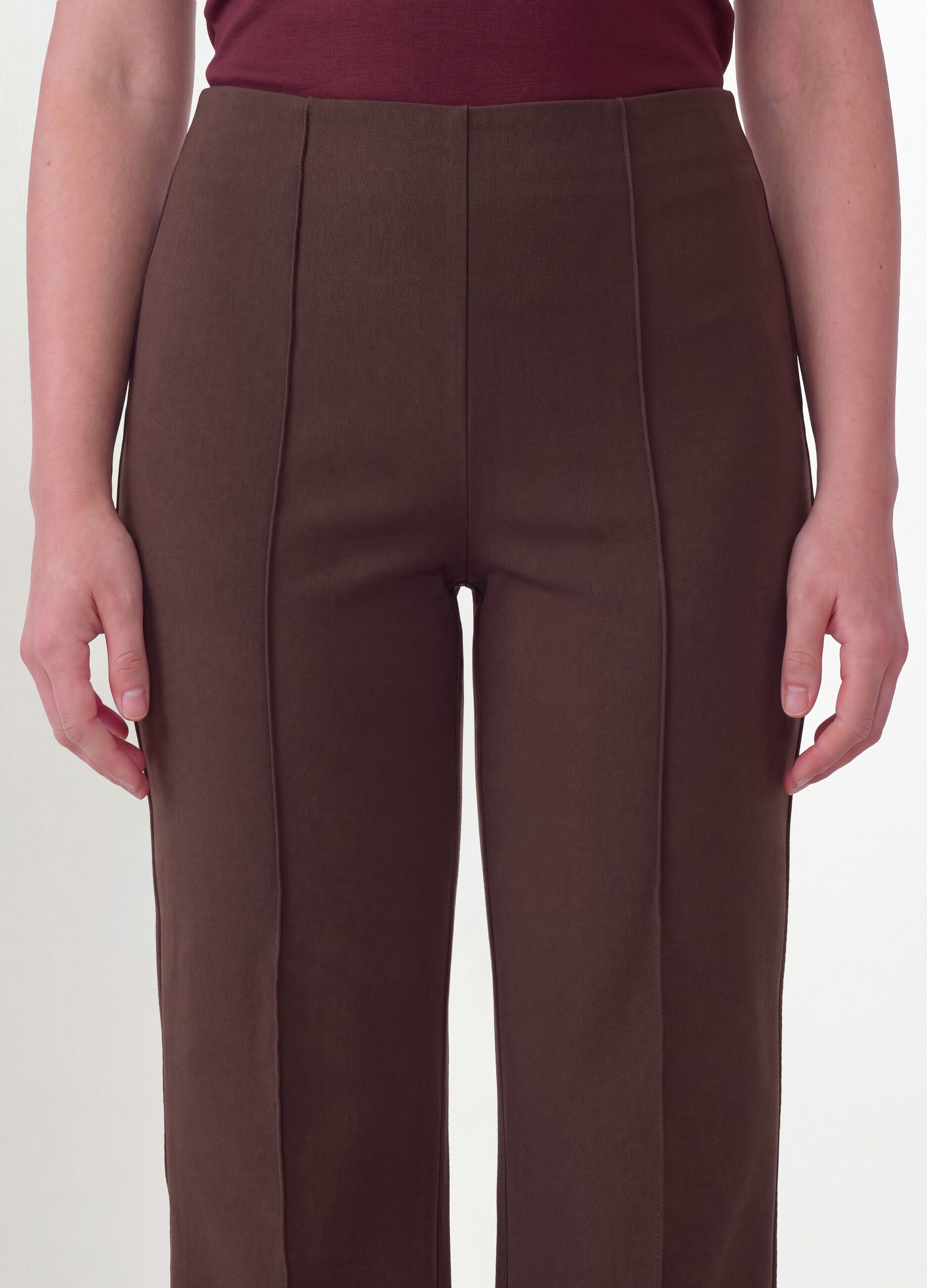 Braune Flare-Hose aus elastischer Viskose