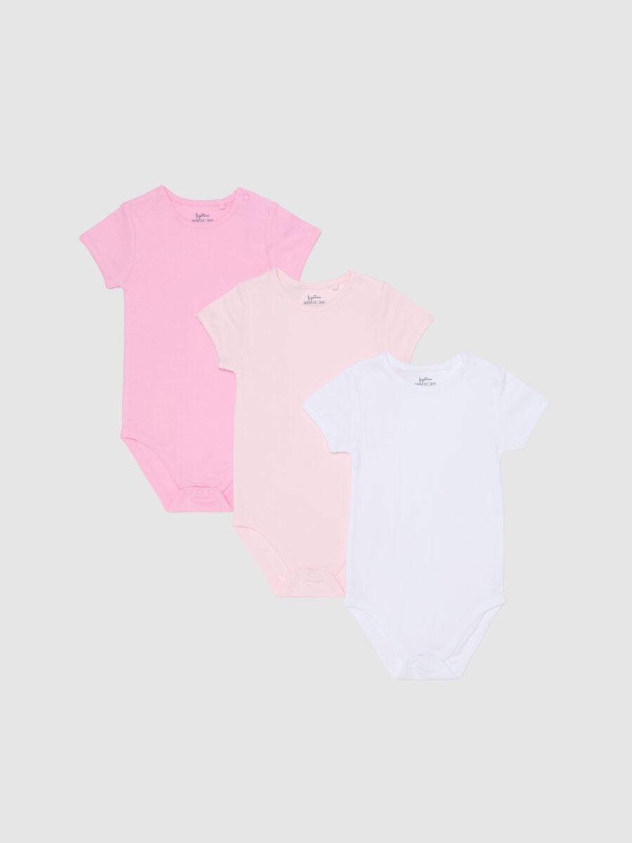 Baby girl's multicolour bodysuit tripack in pure cotton_0
