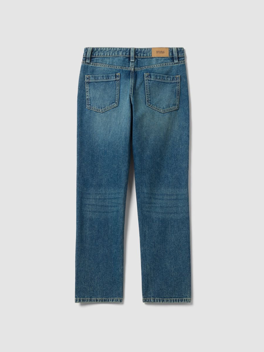 Jeans azuis de algod&atilde;o puro regular fit para rapaz_2