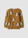 Maglione marrone girocollo jacquard con cagnolini_0