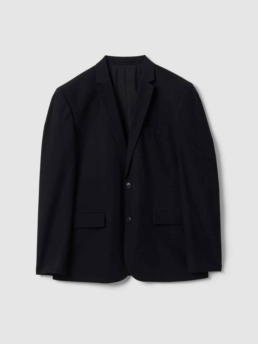 Blazer nero slim fit foderato con rever classici_4