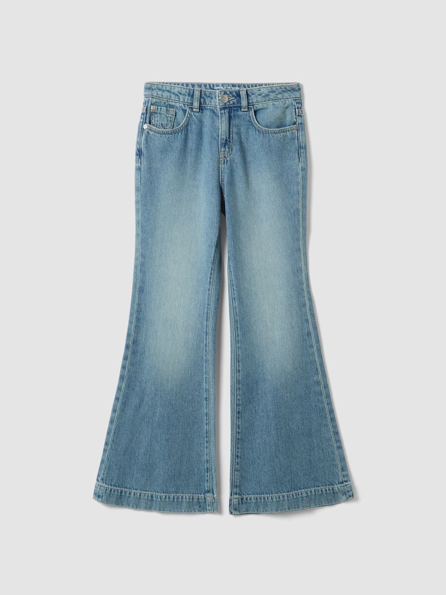 Light blue pure cotton flare jeans_0