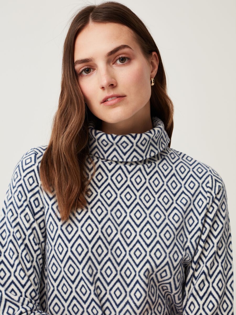 Fleece sweatshirt with mock neck and all-over print_0