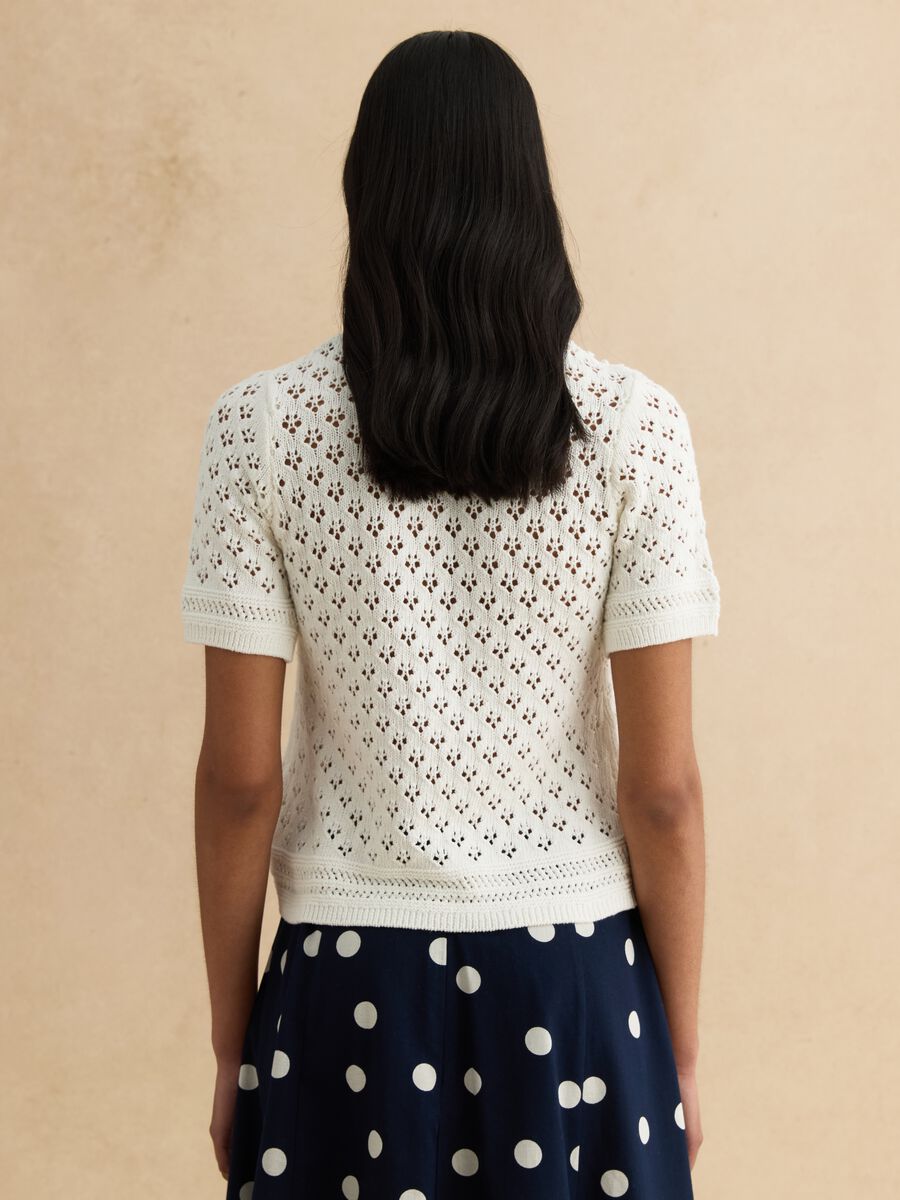 White pure cotton fitted sweater_3