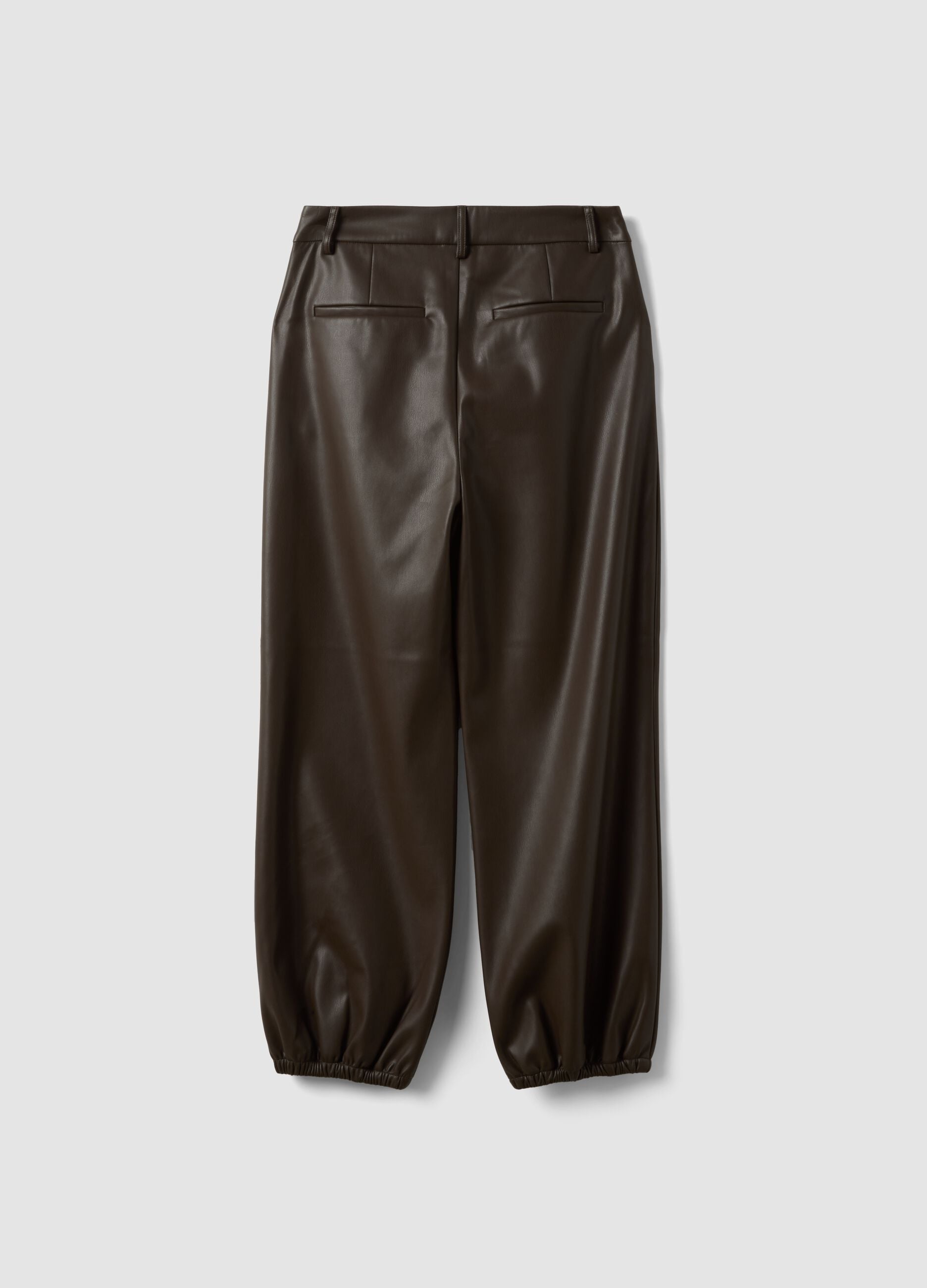 Brown barrel-fit trousers with regular waist