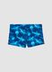 Blaue Stretch-Badeboxershorts mit Haiprint_1