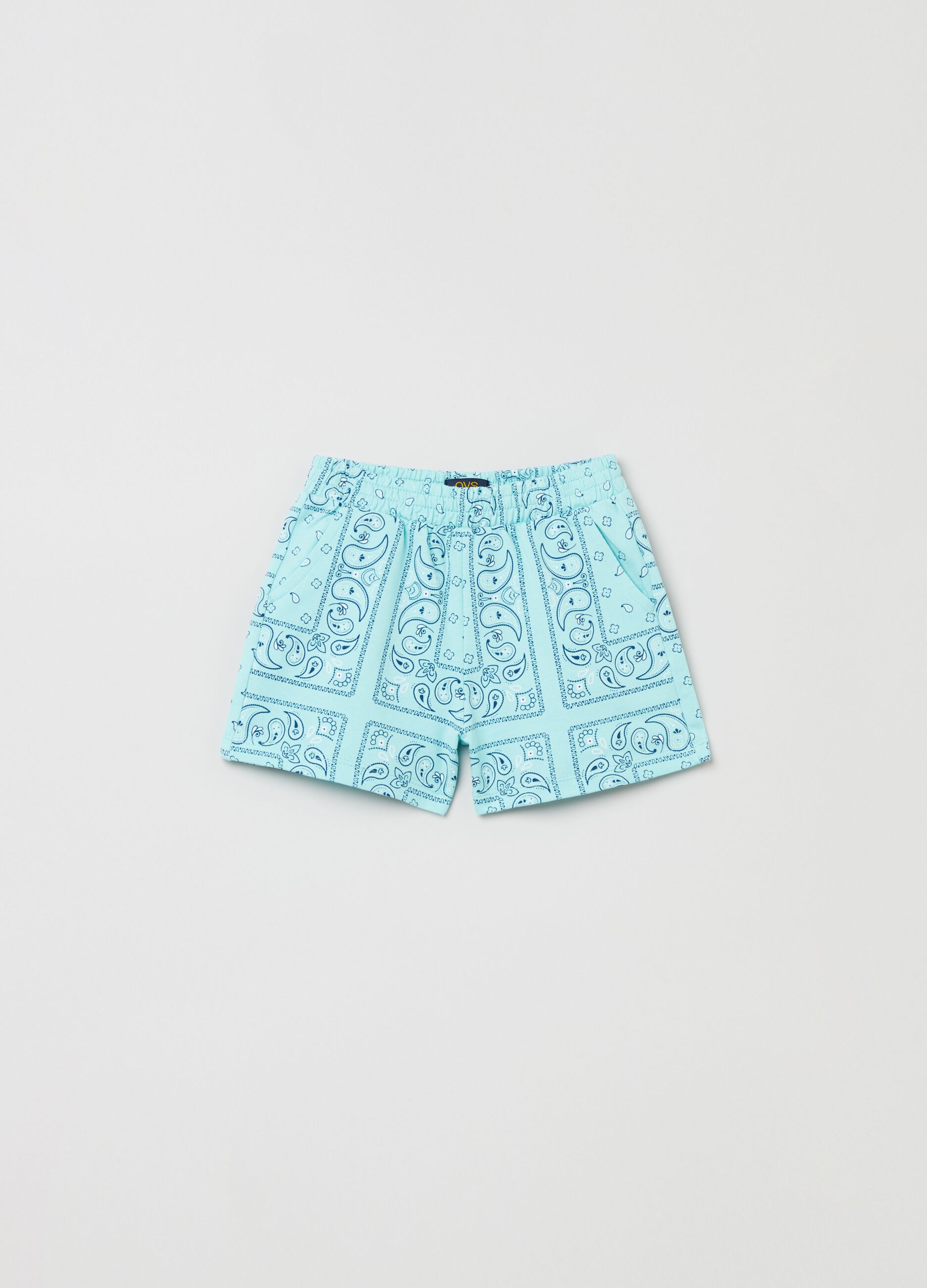 Cotton shorts with cashmere print