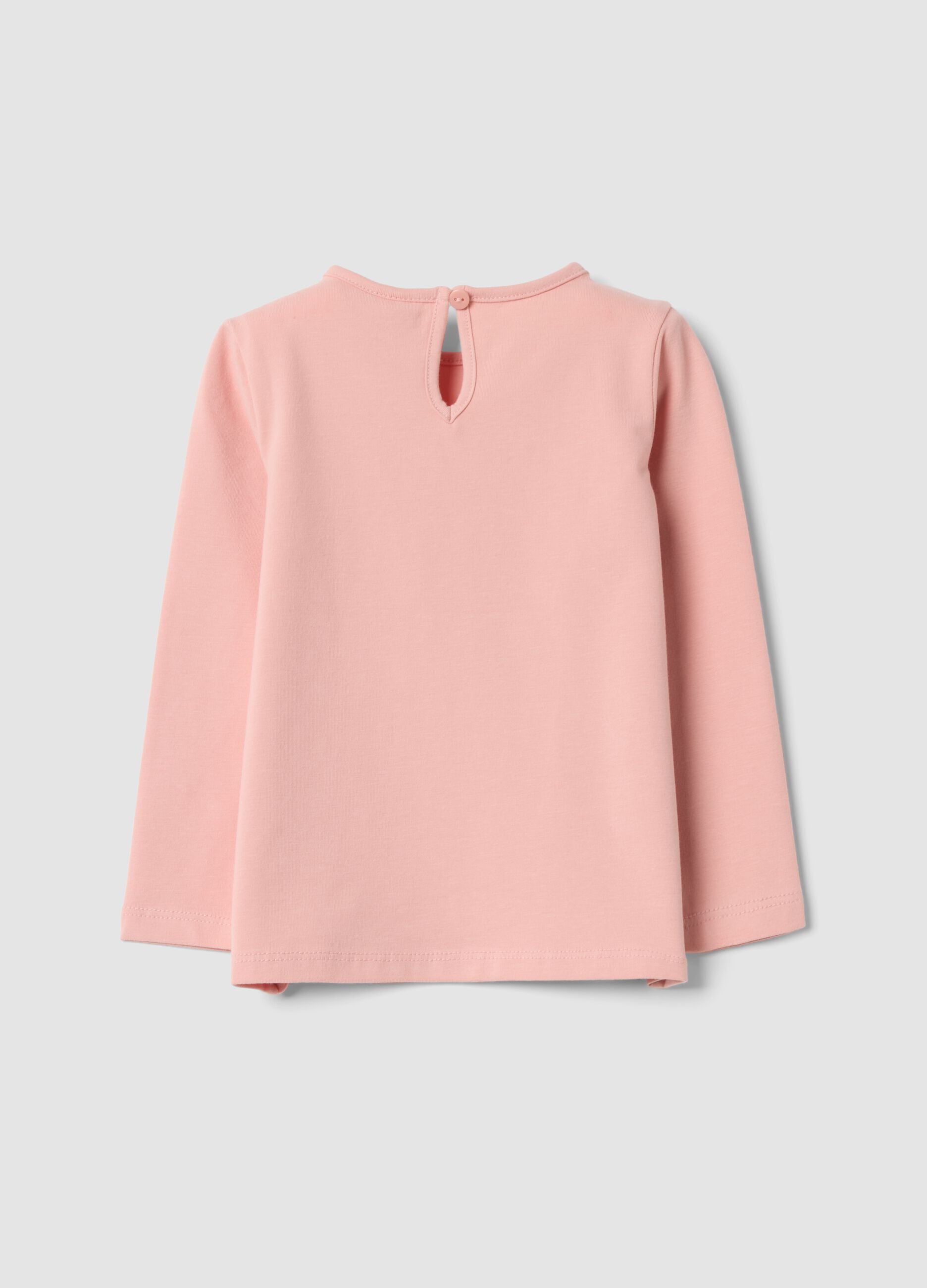 Pink regular-fit T-shirt in organic stretch cotton jersey with print