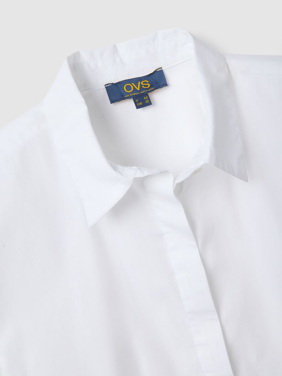 White pure cotton shirt regular fit with three-quarter sleeves_5