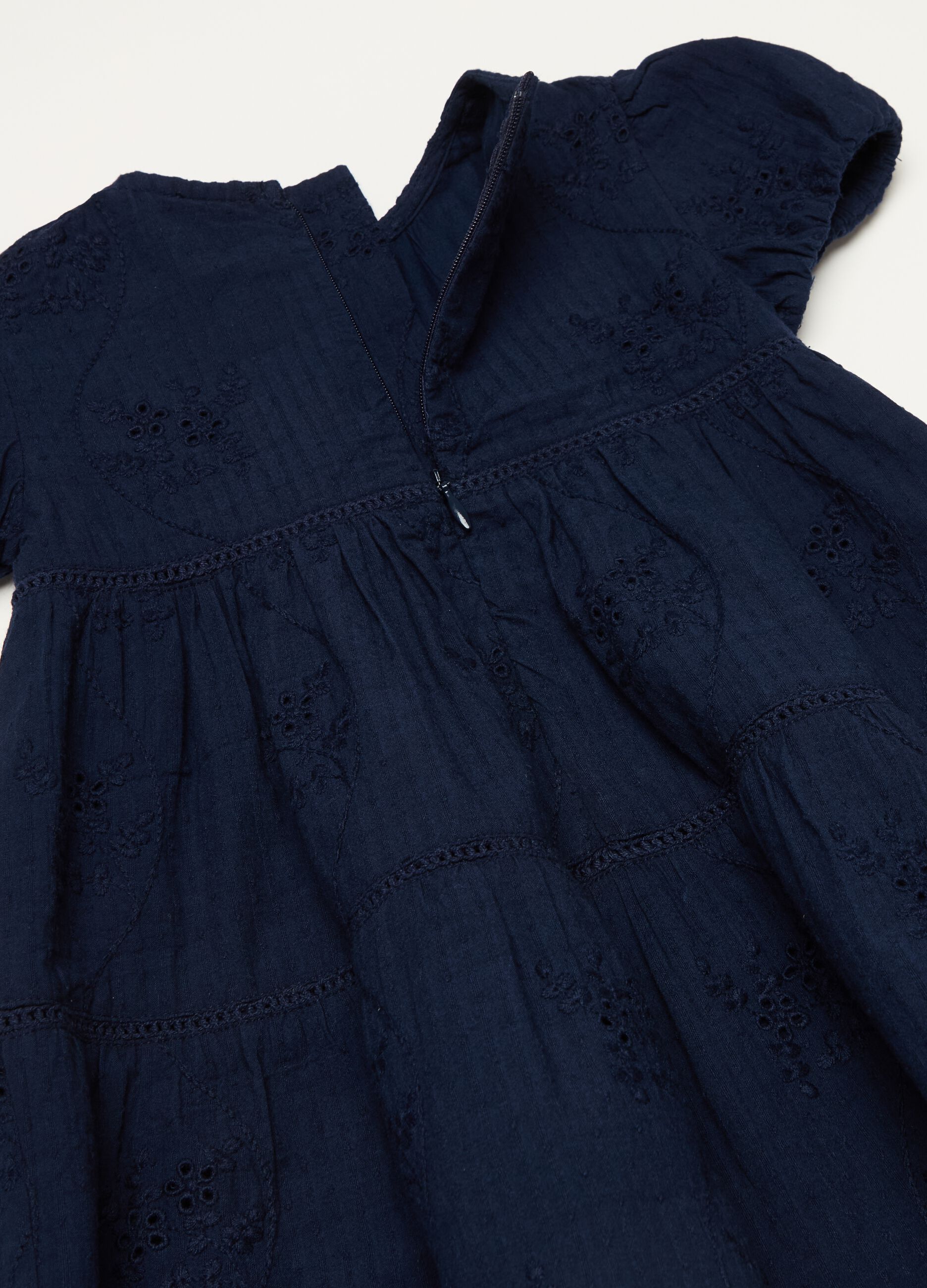 Tiered dress in cotton broderie anglaise