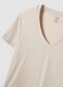 Beige pure cotton relaxed-fit V-neck T-shirt_5