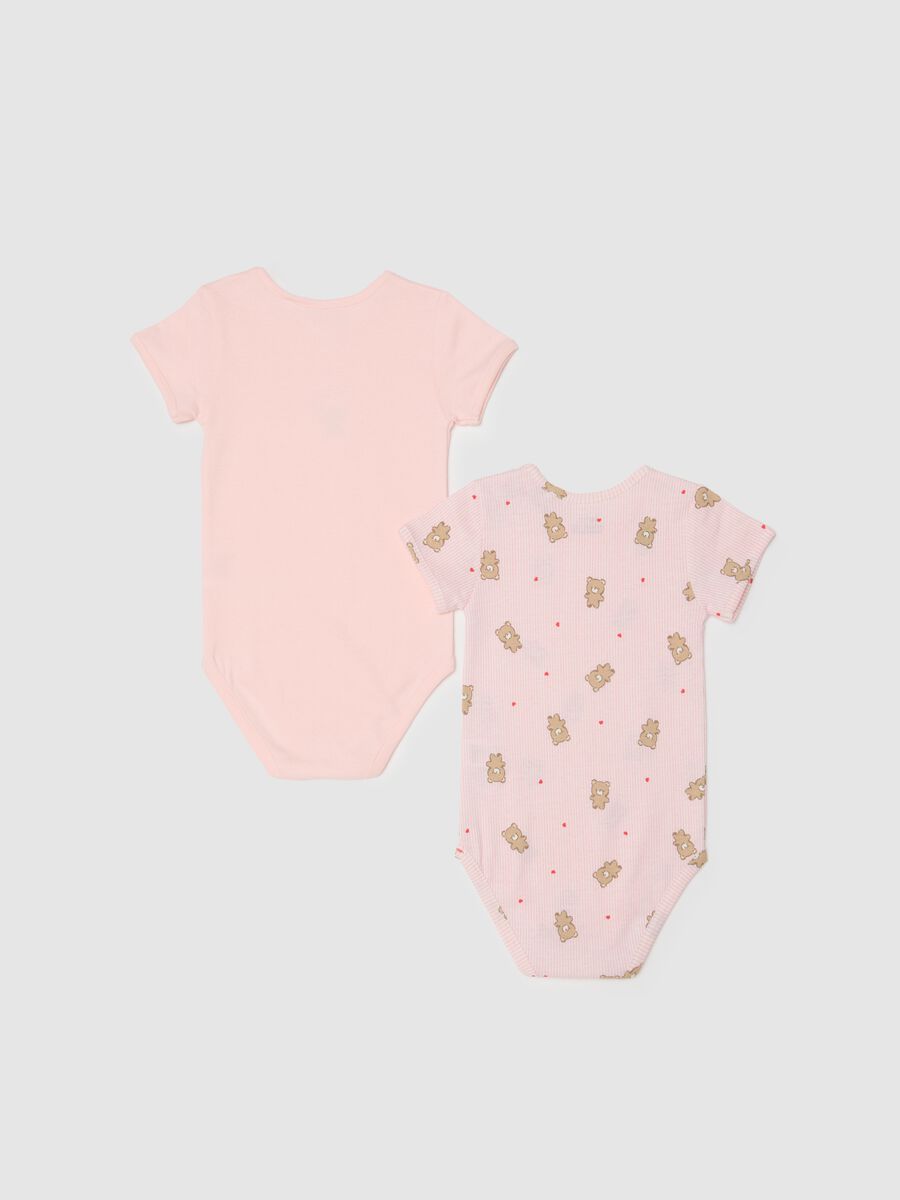Baby Girls&rsquo; Pink Pure Cotton Body 2-Pack with Bear Prints_1