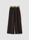 Braune Wide-Leg-Hose aus reinem Leinen mit elastischem Bund_4