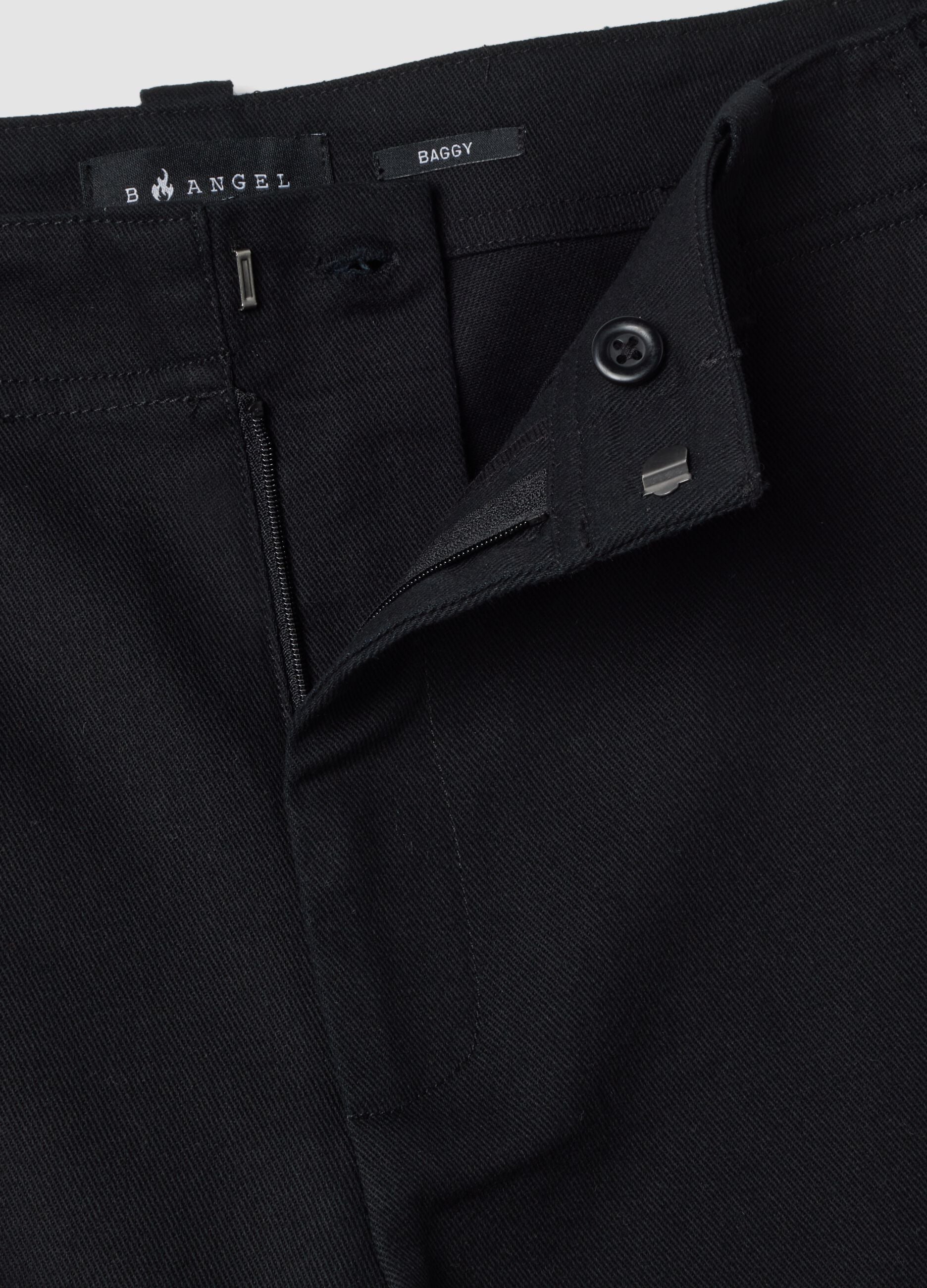 Pantaloni chino neri in puro cotone baggy fit
